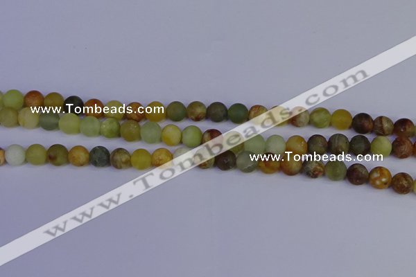 CFW202 15.5 inches 8mm round matte flower jade beads wholesale