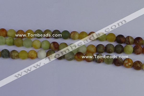 CFW204 15.5 inches 12mm round matte flower jade beads wholesale