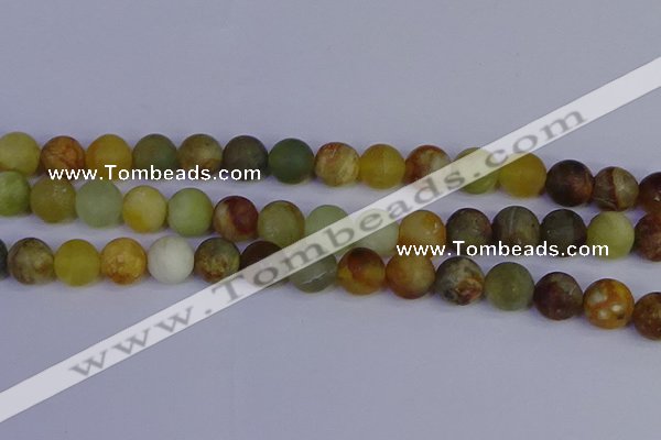 CFW205 15.5 inches 14mm round matte flower jade beads wholesale