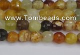 CFW210 15.5 inches 4mm faceted round flower jade beads