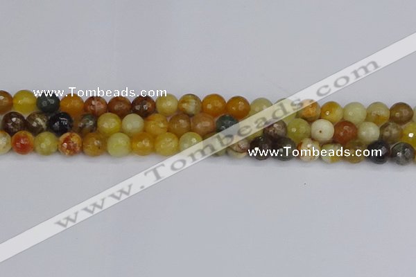 CFW212 15.5 inches 8mm faceted round flower jade beads