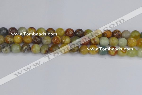 CFW213 15.5 inches 10mm faceted round flower jade beads