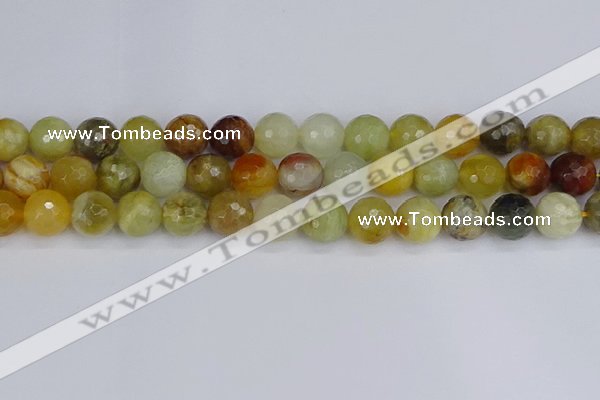 CFW214 15.5 inches 12mm faceted round flower jade beads