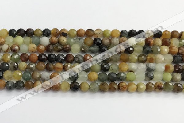 CFW218 15.5 inches 6mm faceted round flower jade beads