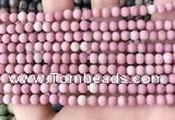 CFW35 15.5 inches 4mm round matte pink wooden jasper beads