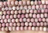 CFW36 15.5 inches 6mm round matte pink wooden jasper beads