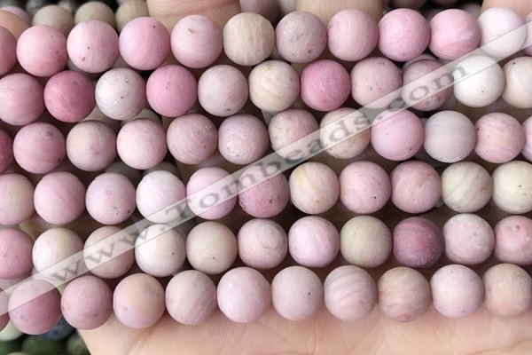 CFW37 15.5 inches 8mm round matte pink wooden jasper beads