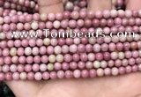 CFW44 15.5 inches 4mm round pink wooden jasper beads wholesale