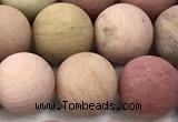 CFW74 15 inches 12mm round matte pink wooden jasper beads