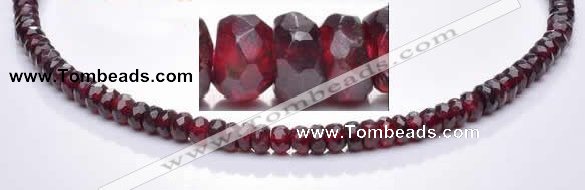 CGA09 4*6mm faceted roundel natural garnet gemstone beads Wholes