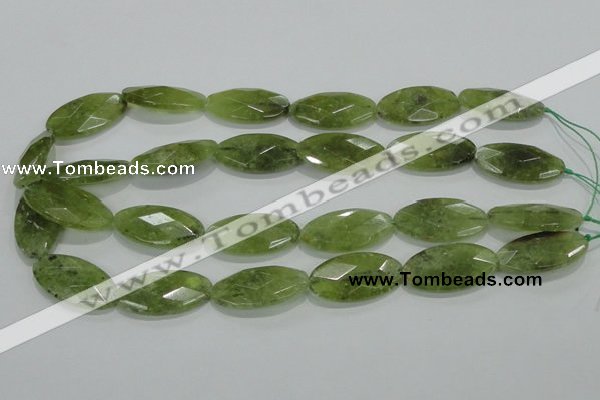 CGA104 15.5 inches 15*30mm faceted oval natural green garnet beads