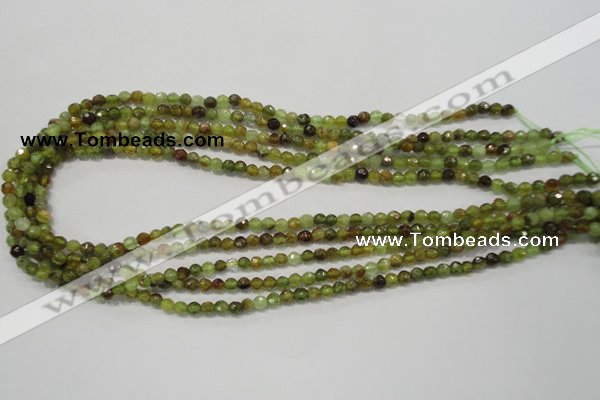 CGA122 15.5 inches 4mm faceted round natural green garnet beads