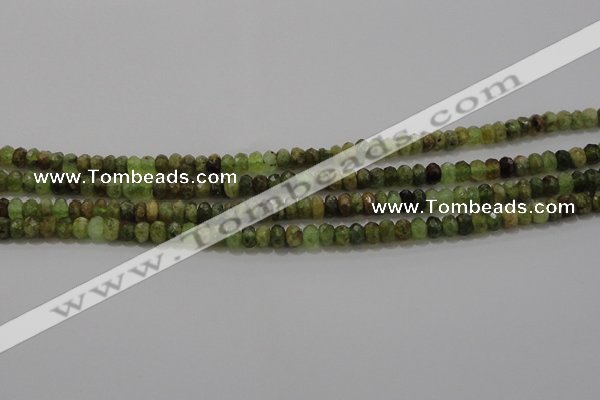 CGA146 15.5 inches 4*6mm faceted rondelle natural green garnet beads