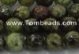 CGA149 15.5 inches 10mm faceted round natural green garnet beads