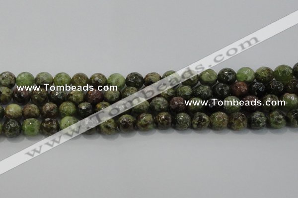 CGA149 15.5 inches 10mm faceted round natural green garnet beads