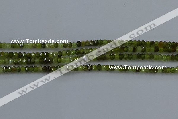 CGA156 15.5 inches 2.5*4mm faceted rondelle green garnet beads