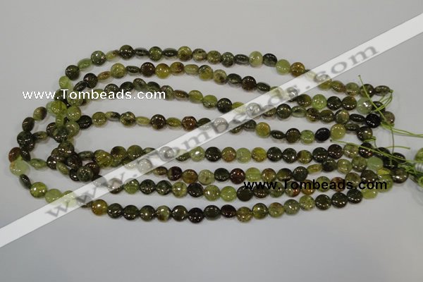 CGA210 15.5 inches 8mm flat round natural green garnet beads