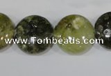 CGA215 15.5 inches 18mm flat round natural green garnet beads