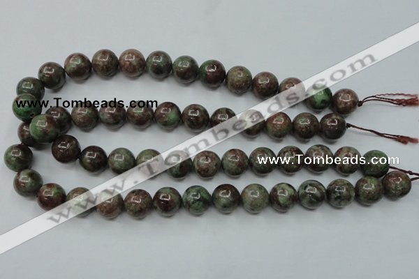 CGA305 15.5 inches 14mm round red green garnet gemstone beads