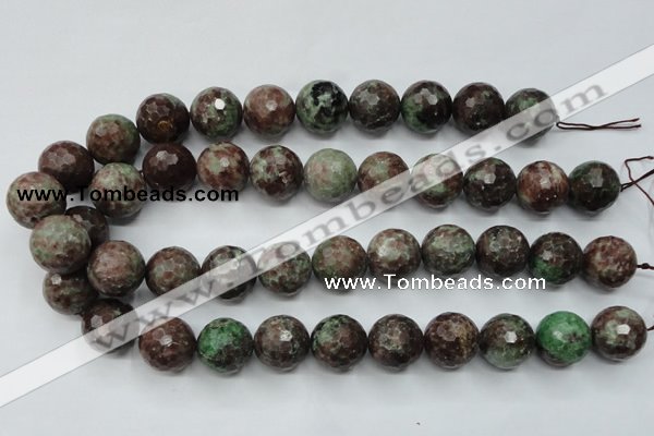 CGA314 15.5 inches 12mm faceted round red green garnet gemstone beads