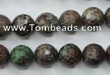 CGA315 15.5 inches 14mm faceted round red green garnet gemstone beads