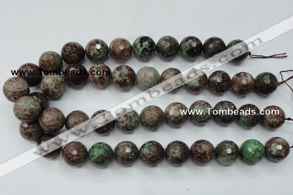 CGA315 15.5 inches 14mm faceted round red green garnet gemstone beads