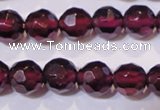 CGA362 14 inches 5mm faceted round natural red garnet beads wholesale