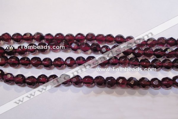 CGA362 14 inches 5mm faceted round natural red garnet beads wholesale