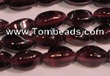 CGA376 15 inches 3*7mm twisted rice natural red garnet beads wholesale