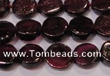 CGA383 15 inches 7mm coin natural red garnet beads wholesale