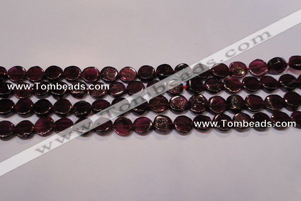 CGA383 15 inches 7mm coin natural red garnet beads wholesale