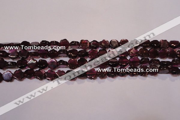 CGA385 15 inches 5mm carved flower natural red garnet beads wholesale