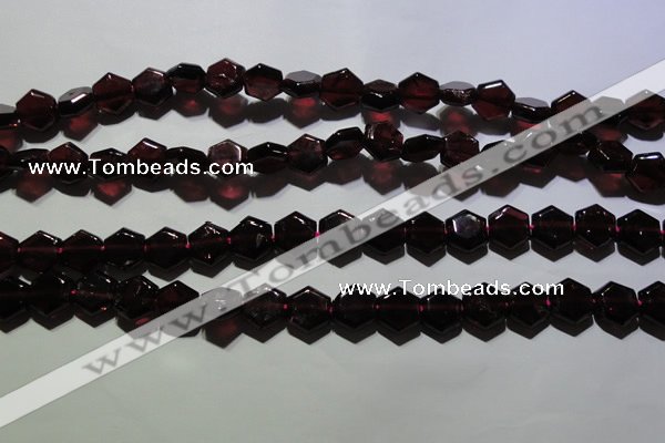 CGA411 15.5 inches 8*9mm hexagon natural red garnet beads wholesale