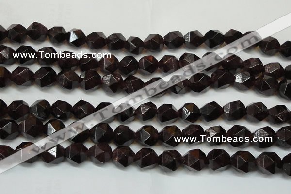 CGA454 15.5 inches 14mm faceted nuggets natural red garnet beads