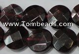 CGA477 15.5 inches 10mm faceted coin natural red garnet beads