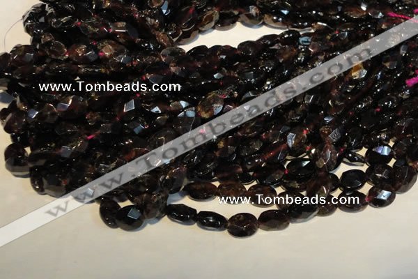 CGA480 15.5 inches 7*9mm faceted oval natural red garnet beads