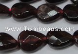 CGA484 15.5 inches 8*10mm faceted flat teardrop natural red garnet beads