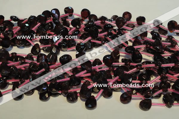 CGA486 Top-drilled 7*9mm faceted briolette natural red garnet beads