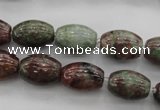 CGA53 15.5 inches 10*14mm drum red green garnet gemstone beads