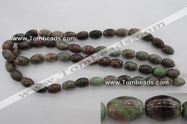 CGA53 15.5 inches 10*14mm drum red green garnet gemstone beads