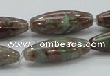 CGA55 15.5 inches 10*30mm rice red green garnet gemstone beads