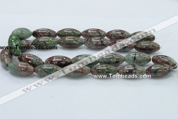 CGA57 15.5 inches 15*30mm rice red green garnet gemstone beads