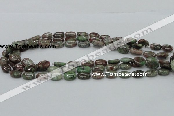 CGA65 15.5 inches 10*14mm oval red green garnet gemstone beads