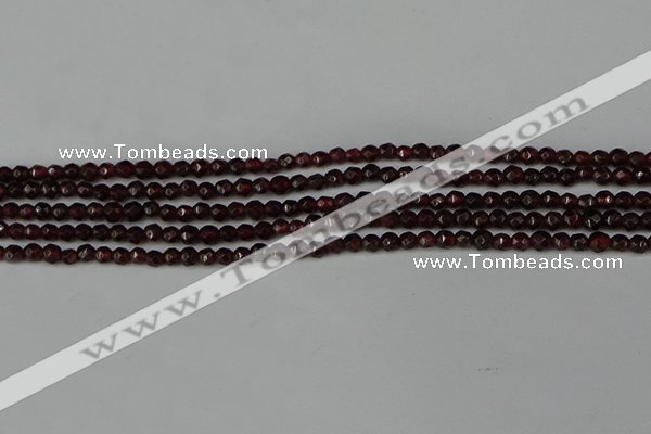 CGA660 15.5 inches 3mm faceted round red garnet beads wholesale