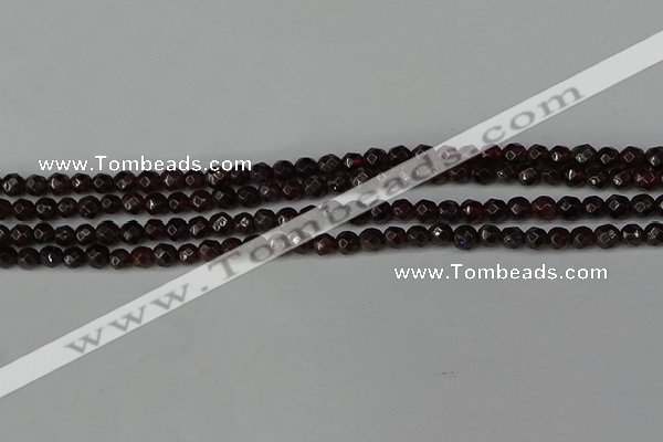 CGA661 15.5 inches 4mm faceted round red garnet beads wholesale