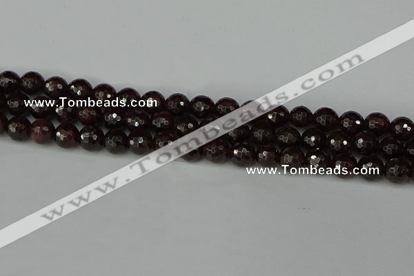 CGA663 15.5 inches 8mm faceted round red garnet beads wholesale