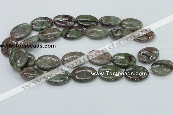CGA67 15.5 inches 22*30mm oval red green garnet gemstone beads
