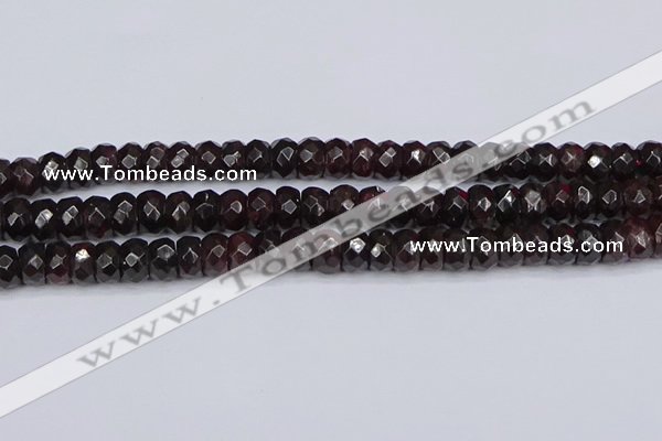 CGA679 15.5 inches 5*9mm faceted rondelle red garnet beads