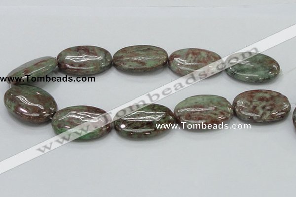 CGA68 15.5 inches 30*40mm oval red green garnet gemstone beads