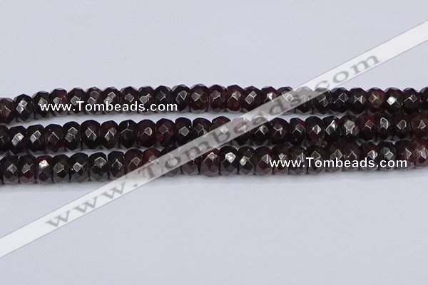 CGA680 15.5 inches 6*11mm faceted rondelle red garnet beads